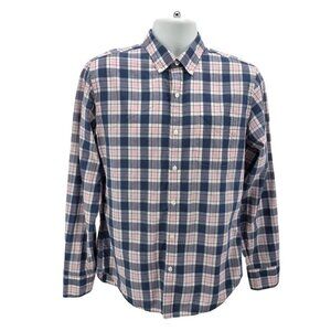 Bonobos Mens Medium Shirt Slim Fit Plaid Long Sleeve Button Down Blue Pink White